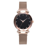 Best Selling Women Magnet Mesh Buckle Starry Sky, Casual Luxury Watch Women Geometric Surface Quartz Watches Female Clock