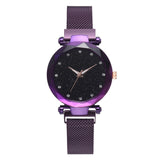 Best Selling Women Magnet Mesh Buckle Starry Sky, Casual Luxury Watch Women Geometric Surface Quartz Watches Female Clock