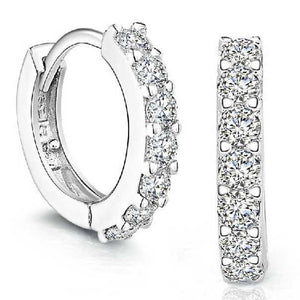 Sterling Silver Rhinestones Hoop Diamond Stud Earrings for Women