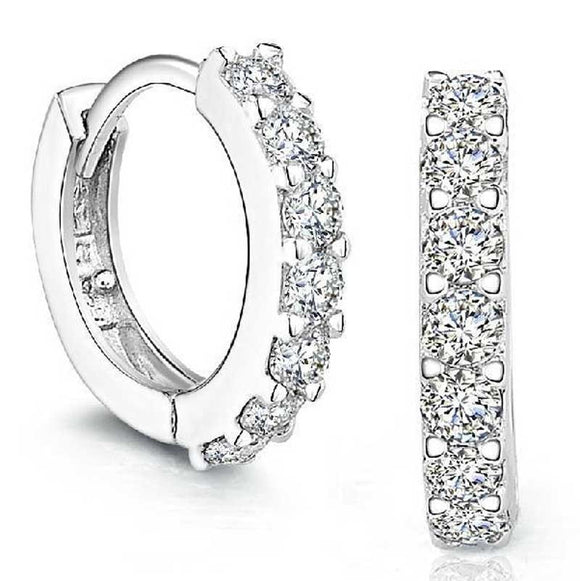 Sterling Silver Rhinestones Hoop Diamond Stud Earrings for Women