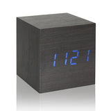 Digital Thermometer Wooden LED Alarm Clock Backlight Voice Control Wood Retro Glow Clock Desktop Table Luminous Alarm Clocks