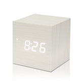 Digital Thermometer Wooden LED Alarm Clock Backlight Voice Control Wood Retro Glow Clock Desktop Table Luminous Alarm Clocks