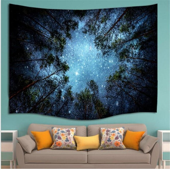 Beautiful Night Sky Wall Tapestry Home Decorations Wall Hanging Forest Starry Night Tapestries For Living Room Bedroom