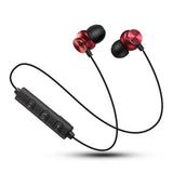 Stereo Subwoofer Bluetooth Earphones Bluetooth 4.2 In-ear Magnetic Headsets Noise Cancelling Super Bass Headphones Sweatproof Sports Running Earbuds With Mic Hands-free Call Voice Prompt (Black)