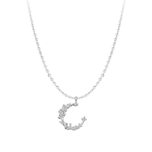 S925 Sterling Silver Moon Pendant Necklace for Valentine's Day Gift