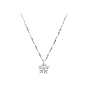 S925 Sterling Silver Fashion Sweet Crystal Zircon Snow Female Necklaces