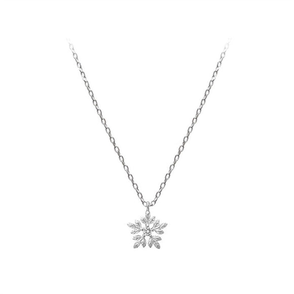S925 Sterling Silver Fashion Sweet Crystal Zircon Snow Female Necklaces