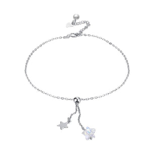 Women S925 Sterling Silver Anklet Stylish Elegant Star Adjustable Foot Chain Bracelet