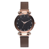 Best Selling Women Magnet Mesh Buckle Starry Sky, Casual Luxury Watch Women Geometric Surface Quartz Watches Female Clock