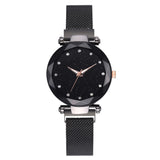 Best Selling Women Magnet Mesh Buckle Starry Sky, Casual Luxury Watch Women Geometric Surface Quartz Watches Female Clock