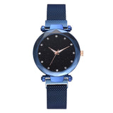 Best Selling Women Magnet Mesh Buckle Starry Sky, Casual Luxury Watch Women Geometric Surface Quartz Watches Female Clock