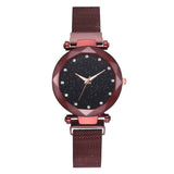 Best Selling Women Magnet Mesh Buckle Starry Sky, Casual Luxury Watch Women Geometric Surface Quartz Watches Female Clock