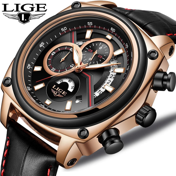 2018 LIGE Relogio Masculino Men Watch Casual Fashion Top Luxury Brand Sport Watch Men Military Waterproof Leather watches
